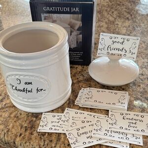 Gratitude Jar Ceramic Thankful Jar with Prompt Cards - White